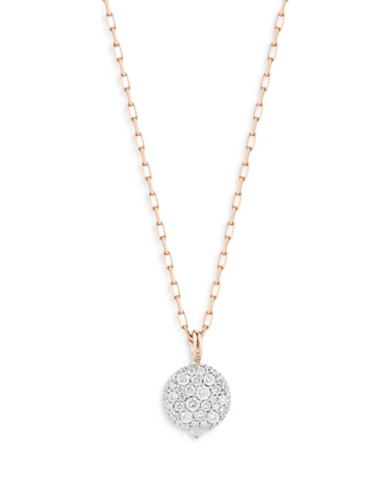 18K Rose & White Gold Diamond Chantecaille Small Pebble Charm Pendant