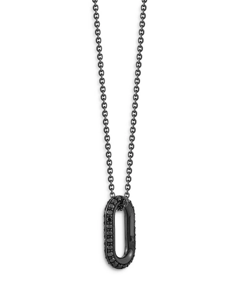18K Black Gold Black Diamond Link Pendant Necklace, 24"