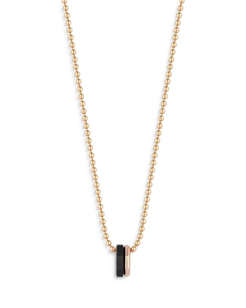 18K Rose Gold Ebony Hexagon Bead Chain Pendant Necklace, 18"