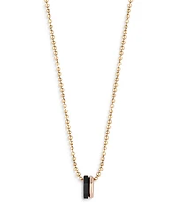 18K Rose Gold Ebony Hexagon Bead Chain Pendant Necklace, 18"