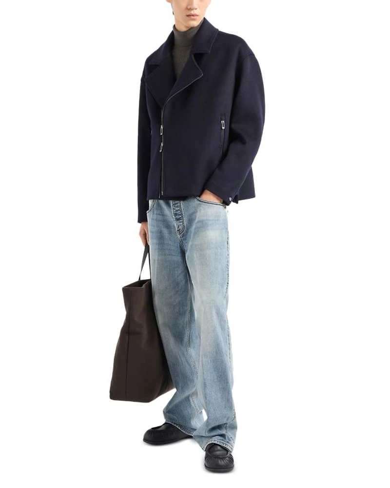 Asymmetrical Wool Biker Jacket