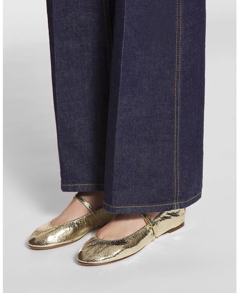 Women's The Ballerina Mary Jane Crackled Metallic Leather