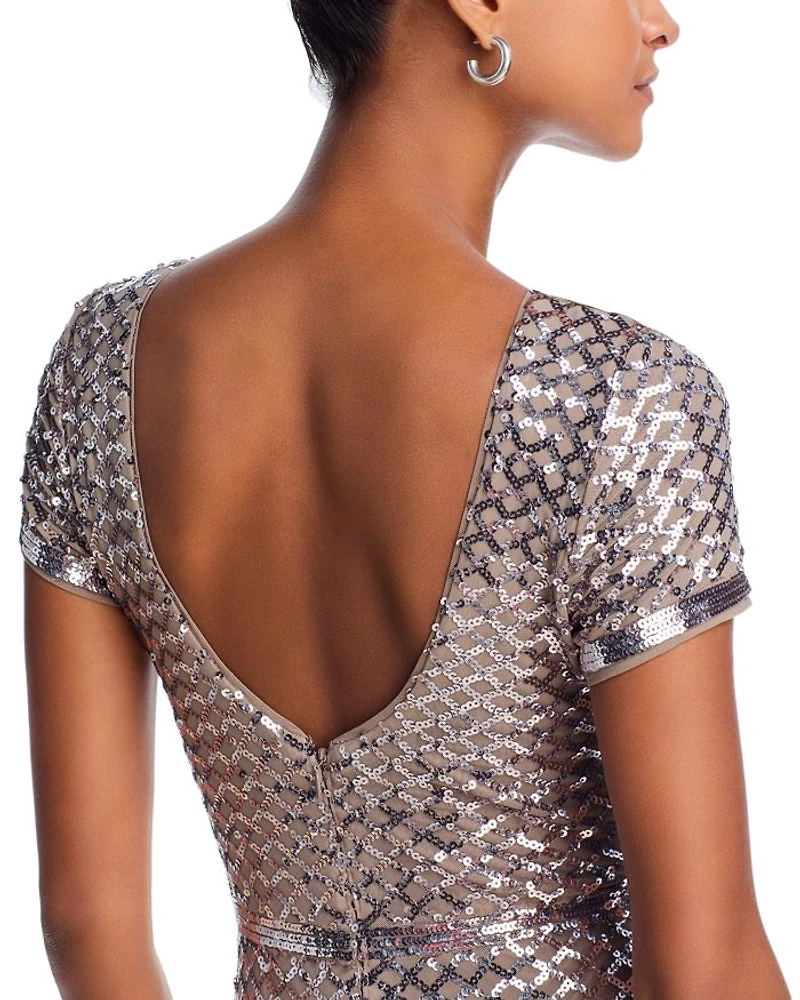 Belted Sequin Gown - Exclusive