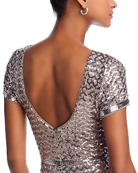 Belted Sequin Gown - Exclusive
