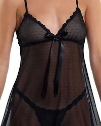 Dotted Tulle Babydoll & G String Set