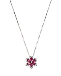 Bloomingdale's Fine Collection Ruby & Diamond Flower Pendant Necklace