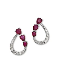 Bloomingdale's Fine Collection Ruby & Diamond Pear Open Stud Earrings