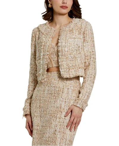 Long Sleeve Cropped Boucle Jacket