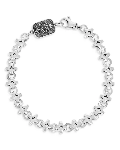 Sterling Silver Small Diamond Link Bracelet