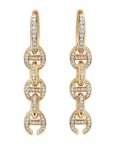 Hoorsenbuhs 18K Yellow Gold Heritage Diamond Pave Chain Link Drip Hoop Earrings