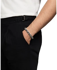 Men's Torqued Faceted Link Bracelet in Sterling Silver with Pavé Black Diamonds