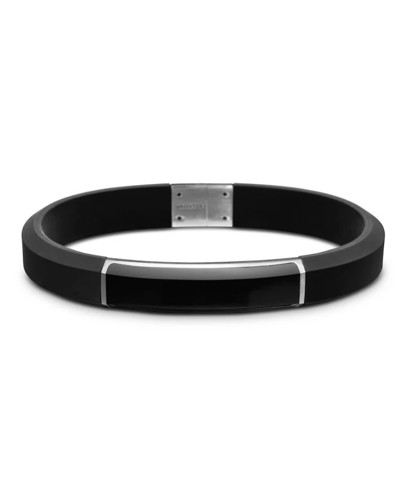 Men's Sterling Silver Streamline® Onyx Black Rubber Bracelet
