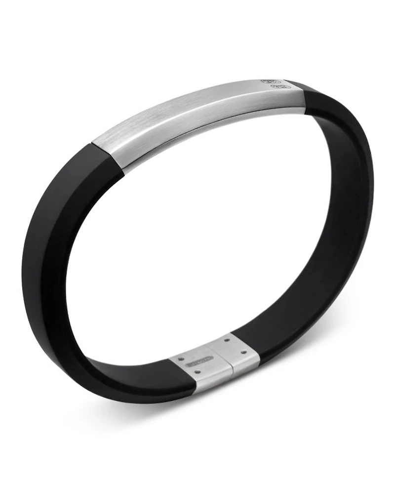 Men's Sterling Silver Streamline® Black Rubber Statement Bracelet