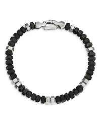 Men's Hex Bead Bracelet Sterling Silver, 6mm