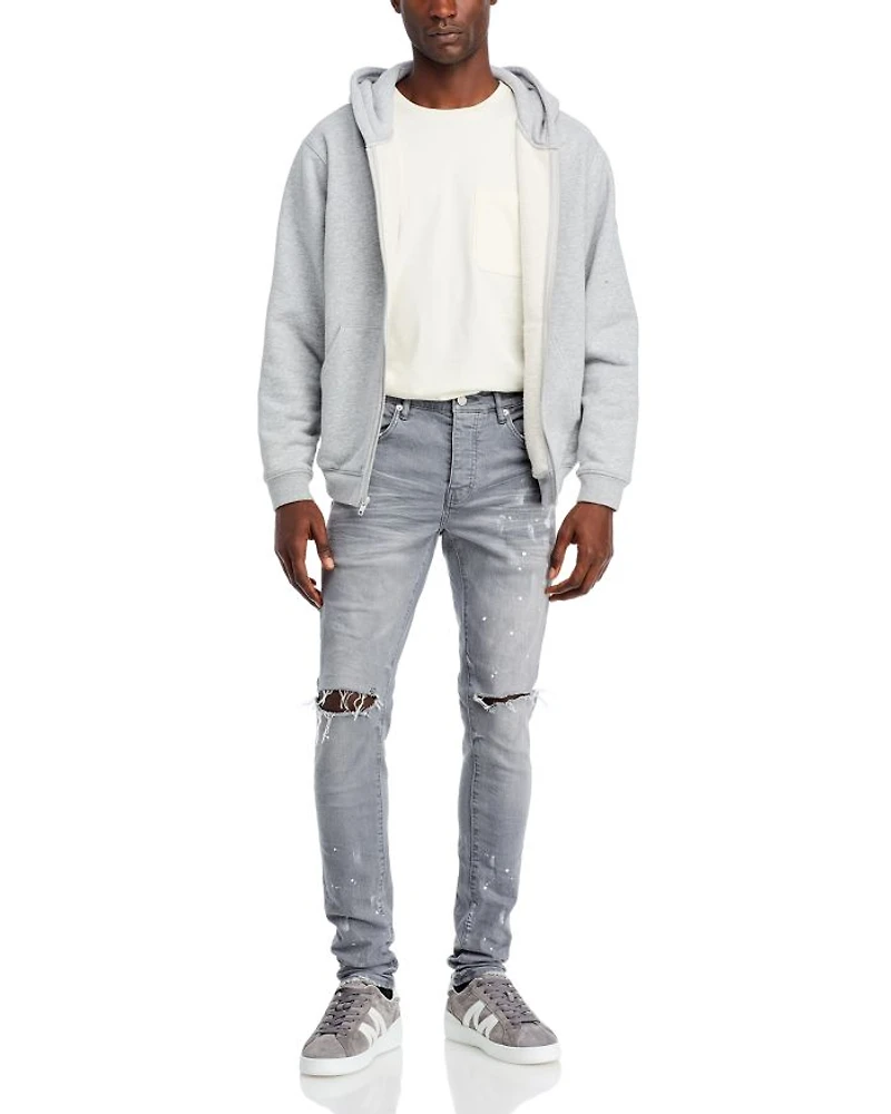 Gray Knee Slit Skinny Jeans
