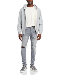 Gray Knee Slit Skinny Jeans