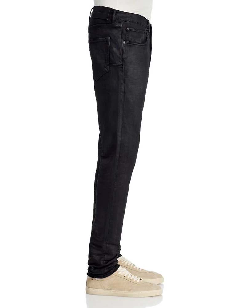 3-D Resin Skinny Fit Jeans Black Repair