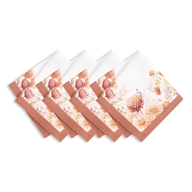Elrene Home Fashions Autumn Blooms Napkins, 17x 17, Set of 4