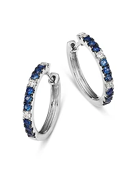 Bloomingdale's Fine Collection 14K White Gold Hoop Earrings with Sapphires & Diamonds