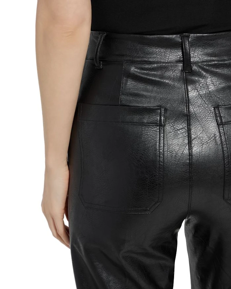 High Rise Faux Leather Cropped Pants