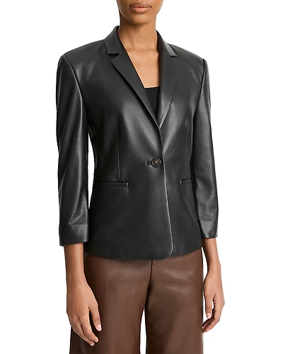 Vince Shrunken Leather Blazer