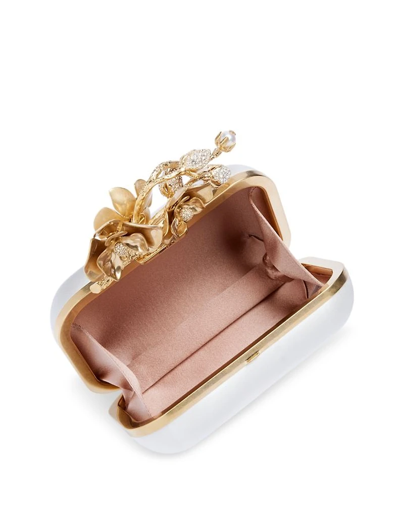 Cloud Satin Flower Jewel Clutch