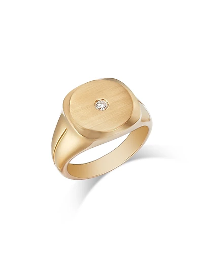 Bloomingdale's Fine Collection Diamond Men's Bezel Textured Signet Ring