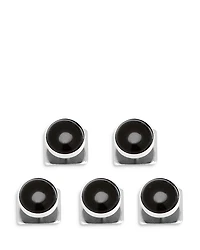 Onyx Inlay Silver Plated Round Stud & Cufflink Set