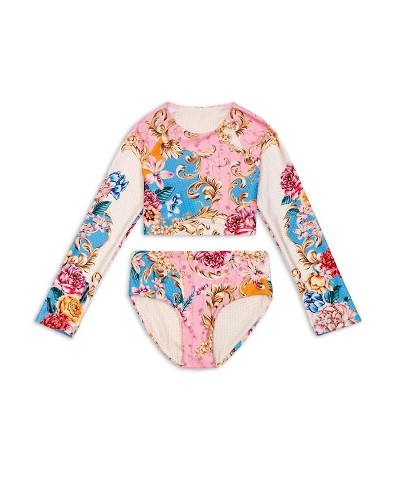 Girls' Caramel Blush Long Sleeve 2 Piece Swimsuit - Little Kid, Big Kid