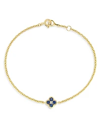 Bloomingdale's Fine Collection Sapphire & Diamond Bezel Clover Adjustable Chain Bracelet