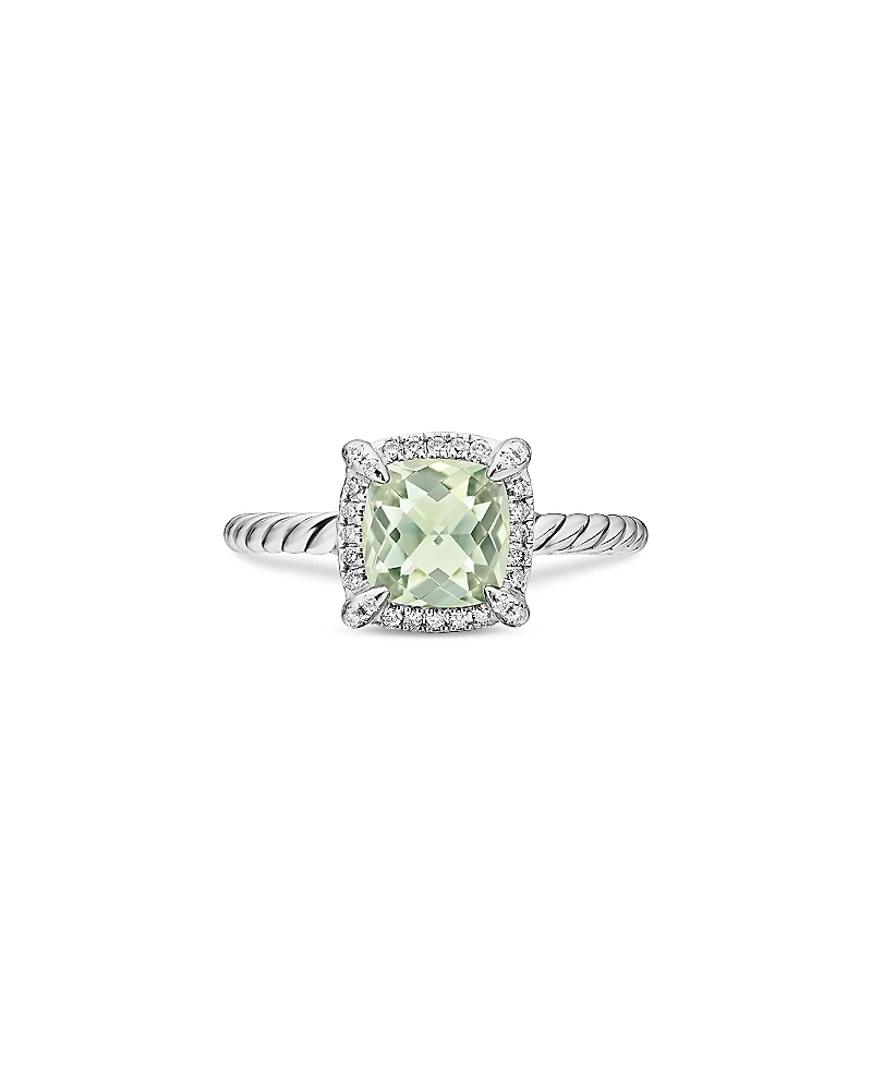 David Yurman Sterling Silver Petite Chatelaine Ring with Prasiolite & Diamonds