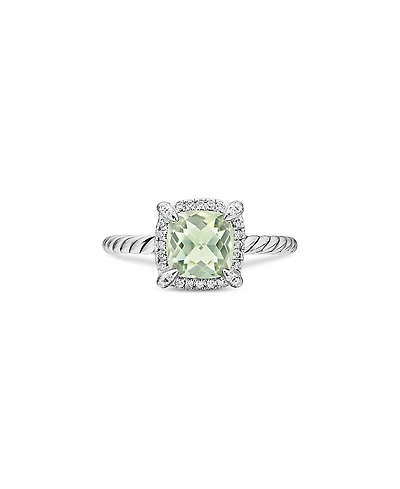 David Yurman Sterling Silver Petite Chatelaine Ring with Prasiolite & Diamonds