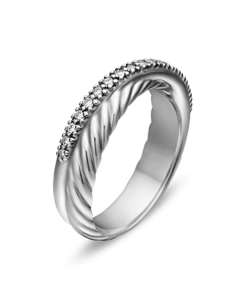 Crossover Ring with Diamonds