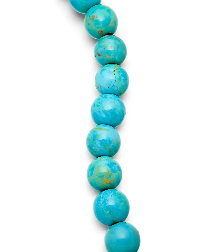 Men's Spiritual Beads Bracelet Sterling Silver with Turquoise, 8mm