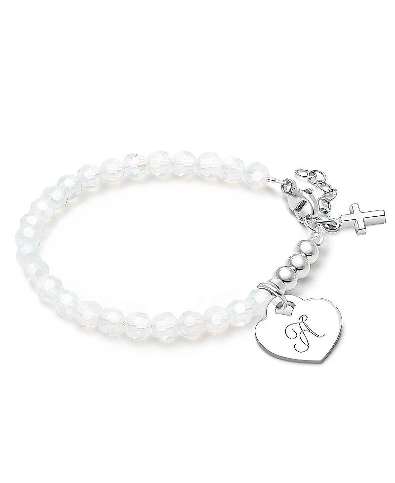 Tiny Blessings Children's Sterling Silver Signature White Crystal with Cross Girls' 5.25 Bracelet