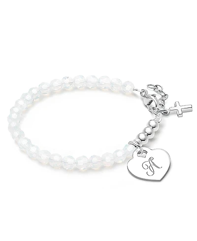 Tiny Blessings Children's Sterling Silver Signature White Crystal with Cross Girls' 5.25 Bracelet