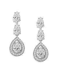 Nadri Radiant Pear Shape Cubic Zirconia Halo Drop Earrings