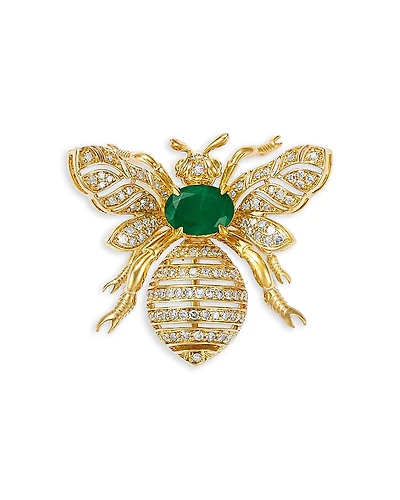 Bloomingdale's Fine Collection Emerald & Diamond Bee Brooch