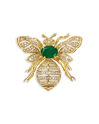 Bloomingdale's Fine Collection Emerald & Diamond Bee Brooch