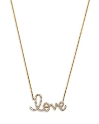 14K Yellow Gold Diamond Big Love Script Pendant Necklace, 18"