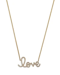 Sydney Evan 14K Yellow Gold Diamond Big Love Script Pendant Necklace, 18