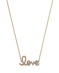 Sydney Evan 14K Yellow Gold Diamond Medium Love Script Pendant Necklace, 18
