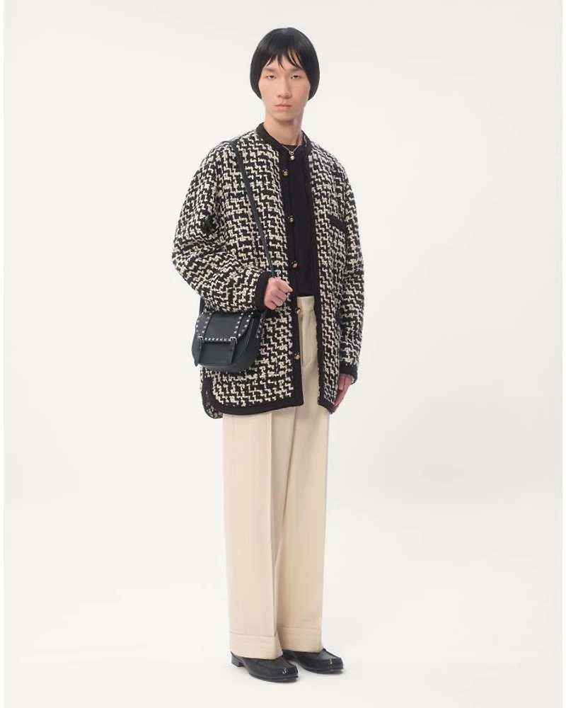 Rockstud Textured Leather Messenger Bag