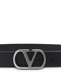 Men's Logo Buckle Leather Belt