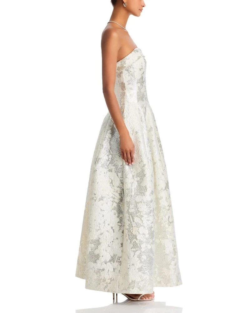 Octavia Jacquard Strapless Gown