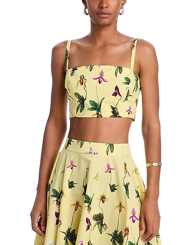 Oscar de la Renta Orchids Cropped Top