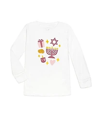 Sweet Wink Girls' Hanukkah Doodle Long Sleeve Shirt - Little Kid, Big Kid