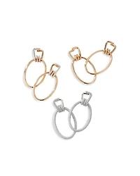 18K Rose & White Gold Huxley Diamond Coil Link Drop Hoop Earrings