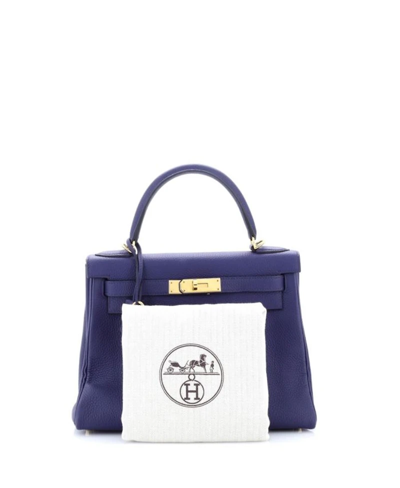 Kelly Handbag Blue Togo with Gold Hardware