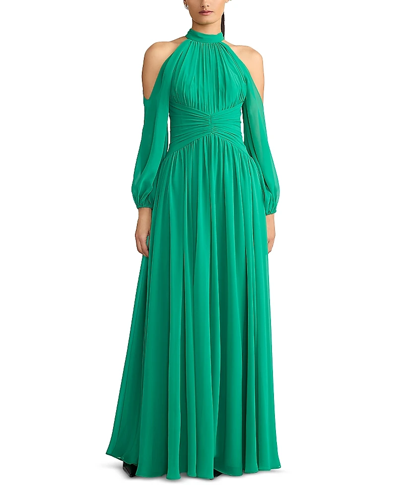 Zac Posen Wicked x Cold Shoulder Chiffon Gown